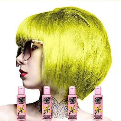 Abbildung von 4 X Crazy Color Renbow Semi Permanent Hair Colour Cream Dye 100ml Box of Four Canary Yellow