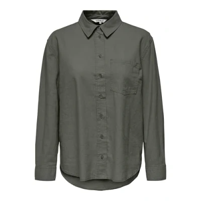 Abbildung von ONLY Damen Onltokyo L/S Linen Blend Shirt PNT Noos Langarmhemd Mit Normaler Passform Und Knopfverschluss 15259585 ,Mulled Basil ,M