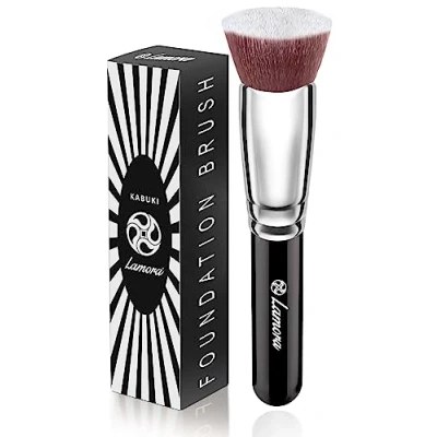 Abbildung von Make Up Pinsel Kabuki Foundation Schminkpinsel Kosmetikpinsel Ideal für Cremige, Pudrige oder Flüssige Dichte Synthetische Premium Pinselhaare ohne Ausfall Super Geschenkidee