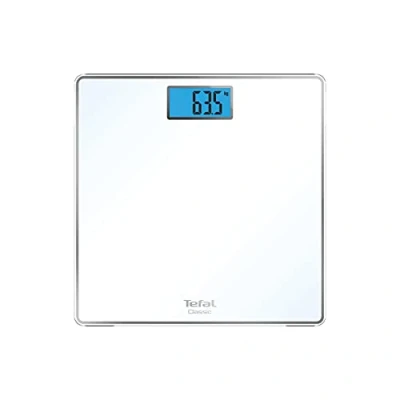 Abbildung von Tefal Classic Personenwaage, 31 x cm, maximale Kapazität 160 kg, Skala 100 g, Anzeige mit Hintergrundbeleuchtung, Batterien im Lieferumfang enthalten, PP1501V0, weiß