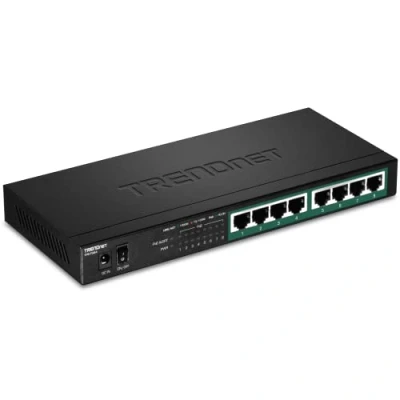 Abbildung von TRENDnet TPE TG84 Gigabit PoE+ Switch mit 8 Ports, 120W PoE Power Budget 16 Gbit/s Switching Kapazität, QoS IEEE 802.1p Unterstützt DSCP Pass Through ohne Lüfter, Schwarz