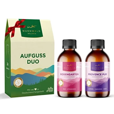 Abbildung von Warmwald Saunaaufguss Sauna Aufgussmittel mit natürlichen ätherischen Ölen Saunaöl Saunaduft (Warmwald DUETT 2 x 100 ml)…