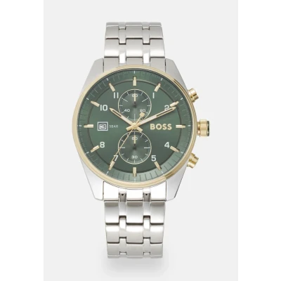 Abbildung von BOSS SKY Traveller Chronograph silvercoloured/green, Herren, Größe: One Size, Silver coloured/green
