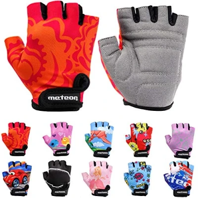 Abbildung von Meteor Unisex Kinder Fahrradhandschuhe Bike Gel BMX Handschuhe, RED FLOWER, Gr. Jr XS/ Handweite 6 6.5cm
