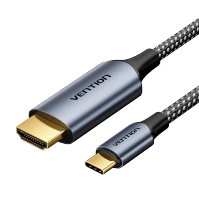 Abbildung von VENTION USB C auf HDMI Kabel 1m (4K@60Hz, 2K@120Hz, 1080P@144Hz), Typ C/Thunderbolt kompatibel mit iPad Pro/Air, iPhone 15 Serie, MacBook Mac Mini, Galaxy S24/S23, usw.