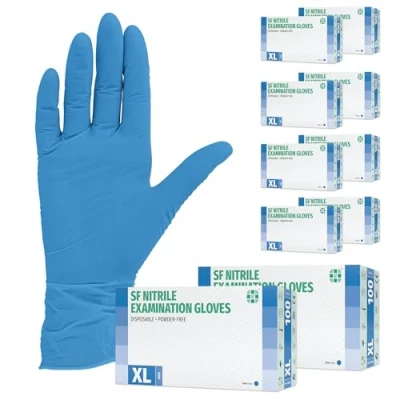 Abbildung von Nitrilhandschuhe 1000 Stück 10 Boxen (XL, Blau) Einweghandschuhe, Einmalhandschuhe, Untersuchungshandschuhe, Nitril Handschuhe, puderfrei, ohne Latex, unsteril, latexfrei, blue, disposible gloves