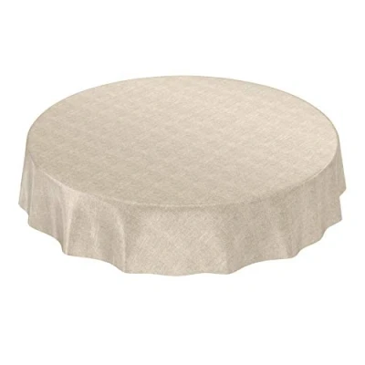 Abbildung von ANRO Wachstuchtischdecke Wachstuch Wachstischdecke Tischdecke Wachstuchdecke Beige Leinenoptik Rund 140cm
