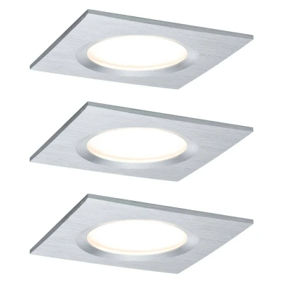 Abbildung von Paulmann 93895 Nova Plus LED Einbauleuchte inkl. Coin Basisset starr IP44 eckig 230V dimmbar 2700K Alu gedreht Spot Einbaustrahler, 7.8 x 78 5 cm