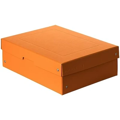 Abbildung von Original Falken PureBox Pastell. Made in Germany. 100 mm hoch DIN A4 orange. Aufbewahrungsbox mit Deckel aus stabilem Karton Vegan Geschenkbox Transportbox Schachtel Allzweckbox