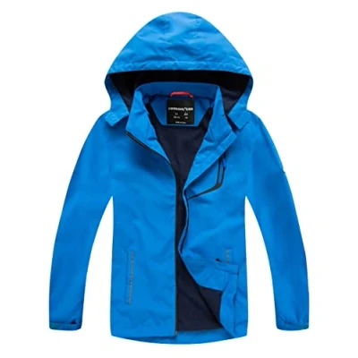Abbildung von YOUNGSOUL Kinder wasserdichte Regenjacke mit Abnehmbarer Kapuze Mädchen Jungen Übergangsjacke Gefütterte Outdoorjacke Blue DE: 104 110 (Herstellergröße 110)