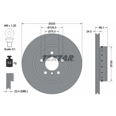 Abbildung von TEXTAR PRO+ 92265825 Bremsscheibe BMW: 5 Saloon, Touring