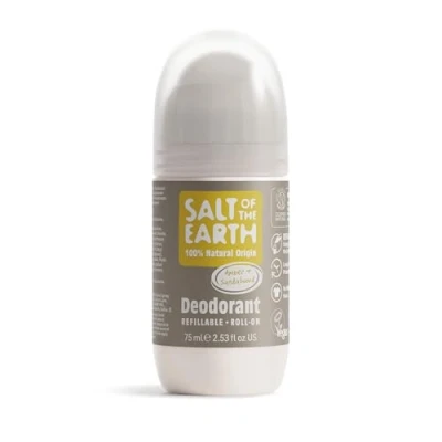Abbildung von Salt Of the Earth Natural Deodorant Roll On by Amber &amp; Sandalwood Refillable, Vegan, Long Lasting Protection, Leaping Bunny Approved, Made in UK 75ml