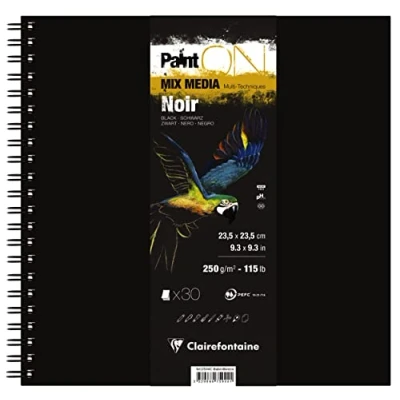 Abbildung von Clairefontaine 975944C Skizzenbuch spiralgebunden PaintON Schwarz 250g 30 Blatt 23,5 x 23,5cm, 1 Stück