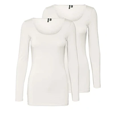 Abbildung von VERO MODA Damen VMMAXI My LS Soft Long U Neck GA 2P, Snow White/Snow White, M