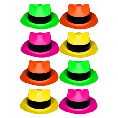 Abbildung von UV FLOOR 12er Set Neon Hüte (S/M) Spezial Schwarzlicht und Ultraviolett 4 leuchtende Farben Zubehör Dünner Kunststoff