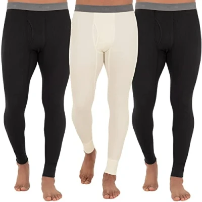 Abbildung von Fruit of the Loom Herren Recycled Premium Waffle Thermal Underwear Long Johns Bottom (1, 2, 3, and 4 Packs) Pyjamaunterteil, Schwarz/Natur, XX Large (2er