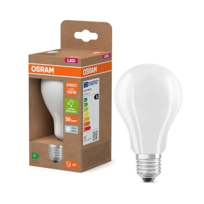 Abbildung von Osram LED Lampe in klassischer Minikerzenform, mit dekorativem Filament, Energieeffizienzklasse A, E14, 1.2 W, 255 lm, 4000 K, kaltweiß. Ohne Aufwärmen, sofort 100% Licht.