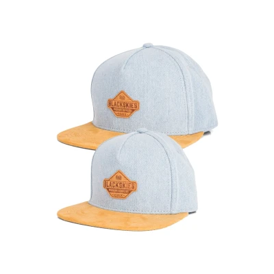 Abbildung von Blackskies® Essentials Snapback Cap 2er Set Eltern Kinder Partnerlook Baseball Mutter Vater Kind Geschenk Mini Me Basecap Papa Sohn &amp; Mama Tochter Hellblau Braun 49 54 cm
