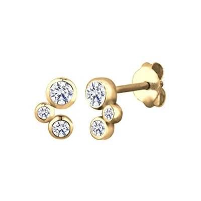 Abbildung von Elli PREMIUM Ohrringe Damen Ohrstecker Edel Geo mit Zirkonia Kristalle aus 585 Gelbgold