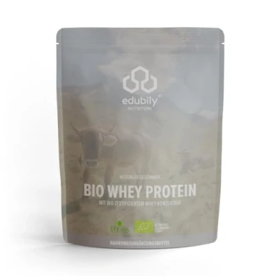 Abbildung von edubily nutrition® Whey Protein Konzentrat Sehr gut lösliches Pulver aus zertifizierter Bio Milch Ohne Zucker (750 g, Neutral)