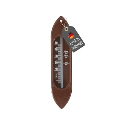 Abbildung von Lantelme Badethermometer Schiff Farbe Braun Temperaturanzeige mit Richtangaben Made in Germany Analog Bade Thermometer für Zuverlässige Wassertemperaturanzeige Badewanne Badewasser (Braun)