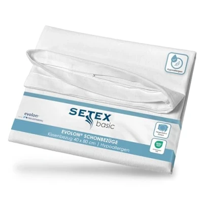 Abbildung von SETEX Antiallergen Kissen Schonbezug, 40 x 80 cm, Evolon Vlies, Kissenbezug für Kopfkissen, Protect &amp; Care Bettwäsche, Weiß