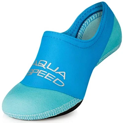 Abbildung von Aqua Speed Schwimmsocken Kinder Neoprensocken für Mädchen Jungs Swimming Pool Socks Kids Badesocken Wassersocken elastisch Neopren Socken Gr. 24 25, Blau Hell Neo