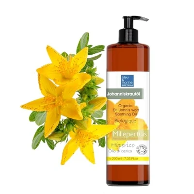 Abbildung von Hypericum Tropfen Entspannendes Massageöl Johanniskrautöl Konzentrat Forte 100% Reines Körperöl Narbenöl Schwangerschaftsstreifenöl Haaröl 200 ml