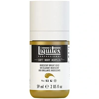 Abbildung von Liquitex 1959234 Professional Acrylfarbe Soft Body Künstlerfarbe in cremiger deckender Konsistenz, hohe Pigmentierung, lichtecht &amp; alterungsbeständig, 59ml Flasche Irisierendes Helles Gold