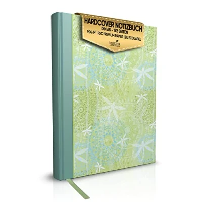 Abbildung von LifeDesign Notizbuch A5 blanko Tagebuch Bullet Journal Skizzenbuch Reisetagebuch für Erwachsene, Hardcover mit 192 Seiten, Lesezeichen, 90g Premium Papier in cremeweiß „Libelle“