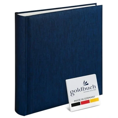 Abbildung von goldbuch 31708 Fotoalbum, Summertime, Fotobuch mit 100 weiße Seiten &amp; Pergamin Trennblättern, Foto Album aus Leinen, Erinnerungsalbum, 30 x 31 cm, Blau