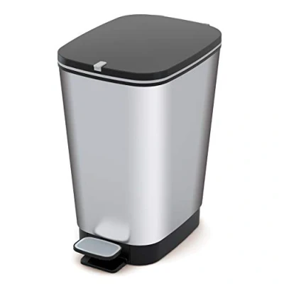 Abbildung von CURVER KIS Chic Bin Style Abfallbehälter, Kunststoff, Silber Metallic, 25 Liter, 26,5 x 40,5 45cm