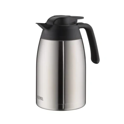 Abbildung von THERMOS THV 1,50l, steel, Thermoskanne 1,5l aus Edelstahl, 12 h heiß / 24 kalt, absolut dicht, große Öffnung, Kaffeekanne, Teekanne, spülmaschinenfest, zerlegbarer Deckel, dicht