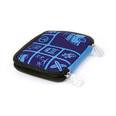 Abbildung von BRISA VW Collection Volkswagen Neopren Geld Börse Beutel Smart Wallet im T1 Bulli Bus Design 16 cm (Surf/Blau)
