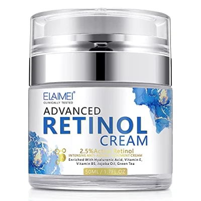 Abbildung von Retinol Gesichtscreme Anti Aging &amp; Falten Creme mit 2,5% Retinol, Kollagen, Hyaluronsäure, Tag und Nacht Face Feuchtigkeitscreme für Frauen Männer