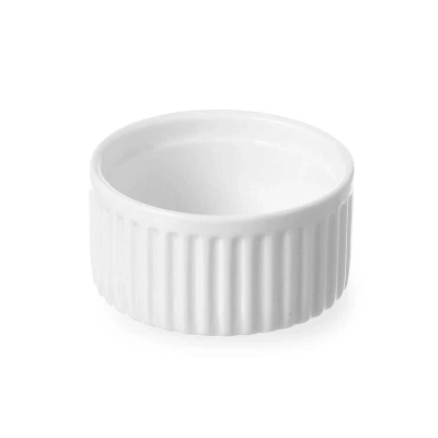 Abbildung von HENDI Auflaufförmchen Ø 12 x 5,5 cm klein Porzellan weiß geriffelt, Mini Auflaufformen