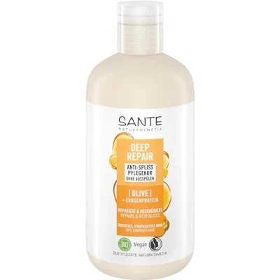 Abbildung von SANTE Naturkosmetik Deep Repair Anti Spliss Pflegekur Olive + Erbsenprotein, vegane Haarkur ohne Ausspülen, repariert strapaziertes Haar, für geschmeidiges und gestärktes 200 ml