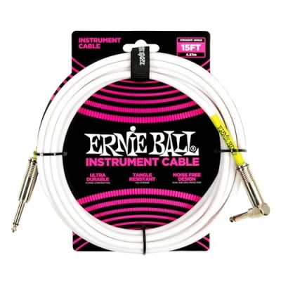 Abbildung von Ernie Ball klassisches Instrumentenkabel gerade/gerade 4,57 m (15 ft) Weiß