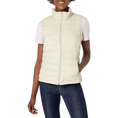 Abbildung von Amazon Essentials Damen Leichte, Wasserbeständige Pufferweste, Verstaubar, Gebrochenes Weiß, XL