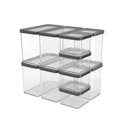 Abbildung von Rotho Loft Set Vorratsdosen 10 tlg. LOFT, Kunststoff (PP) BPA frei, (32.3 x 22.3 32.4 cm) (Schwarz)
