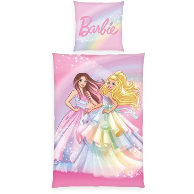 Abbildung von Herding Bettwäsche Barbie, Kopfkissenbezug ca. 80 x cm, Bettbezug 135 200 Mit Reißverschluss und Wendemotiv, 100% Baumwolle/Renforcé