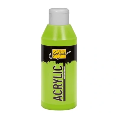 Abbildung von KREUL 84218 Solo Goya Acrylic gelbgrün, 250 ml Flasche, cremige vielseitig einsetzbare Acrylfarbe in Studienqualität, auf Wasserbasis, schnell und matt trocknend, gut deckend, wasserfest
