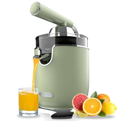 Abbildung von Cecotec Elektro Zitruspresse Orangen und Zitrusfrüchte Xqueeze RetroJuice 1000 Green. 1000W, Edelstahlfilter, 2 abnehmbare Konen in unterschiedlichen Größen, Hebel Tropfstopp System