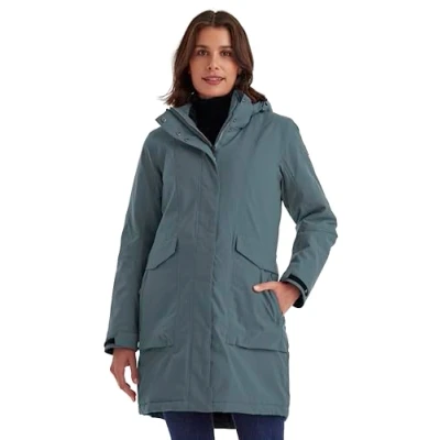 Abbildung von killtec Damen Parka/Mantel wasserdicht mit abzippbarer Kapuze Funktionsparka, blaugrau, 48, 43284 000