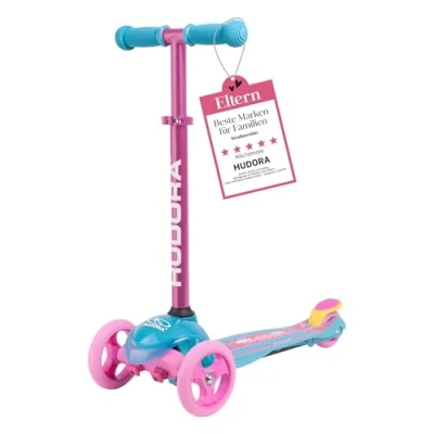 Abbildung von HUDORA Scooter Flitzkids 2.0 I Stabiler Kinderscooter mit großer Trittfläche Höhenverstellbarer &amp; transportierbarer Mini Dreirad Roller für bis zu 50kg Dreiradscooter aus Aluminium Kinder