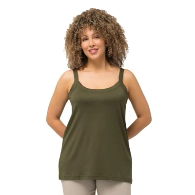 Abbildung von Ulla Popken Damen Spaghetti Top Trägershirt/Cami Shirt, Wald Grün, 54 56