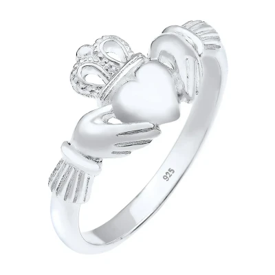 Abbildung von Elli Claddagh HERZ Krone KÖNIGLICH Ring, Damen, Größe: 54, Silber