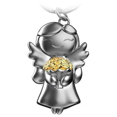 Abbildung von FABACH Schutzengel Schlüsselanhänger Star mit Blumen Engel Glücksbringer Liebe Abschiedsgeschenk Kollegin Abschied Geschenk Kollegen