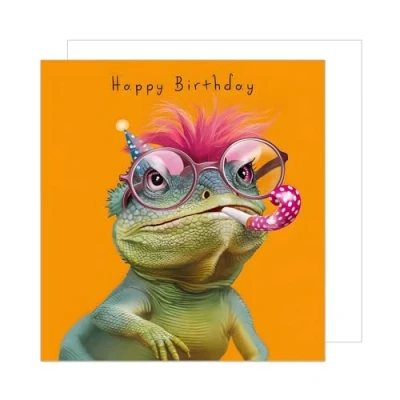 Abbildung von Edition Seidel Premium quadratische Geburtstagskarte mit Umschlag. Glückwunschkarte Happy Birthday Billet Karte für Mann Frau Kind Eidechse Tier lustig Humor (GQ316 SW024)