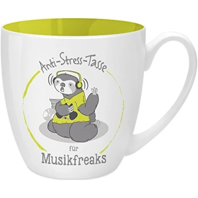 Abbildung von GRUSS &amp; CO Anti Stress Tasse Motiv &quot; Musikfreaks&quot; mit Spruch, 45 cl, New Bone China Geschenk für Ihn 45517